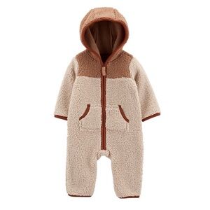 CARTER’S Baby Boy Zip Hooded Fuzzy Coverall Jumpsuit Size 24m